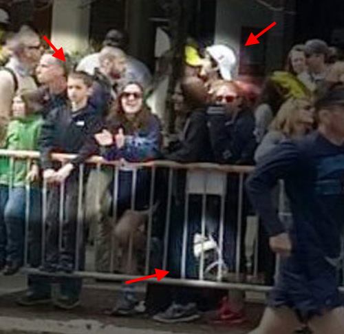 The terrorist drops the bomb near Martin Richard