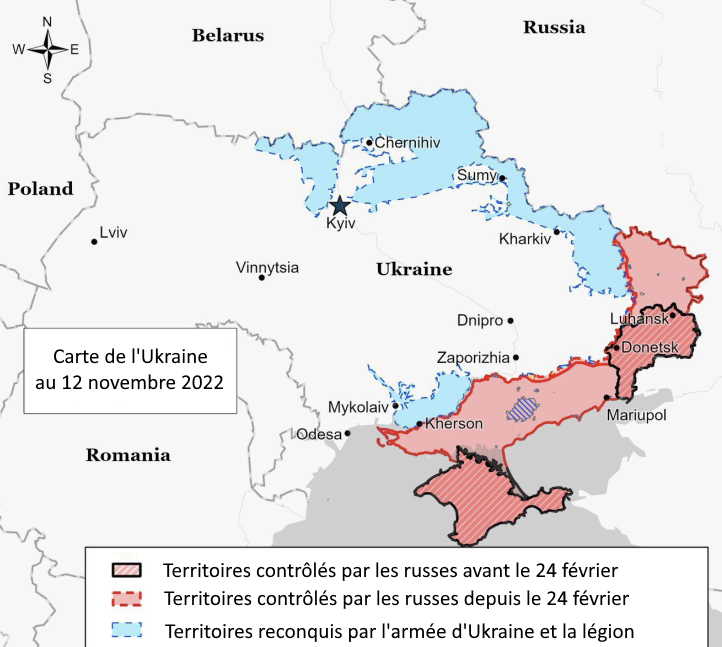 Carte ukraine au 12 novembre 2022