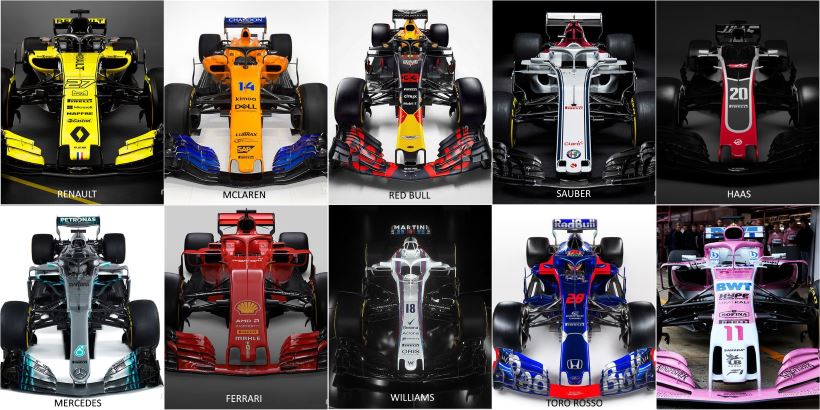 F1 2018 voitures