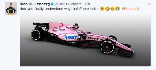 Force India rose et Hulkenberg