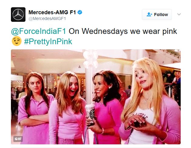 Force India et Mercedes sur Twitter