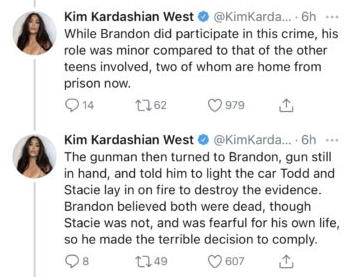 Kim Kardachian tweets sur Brandon Bernard