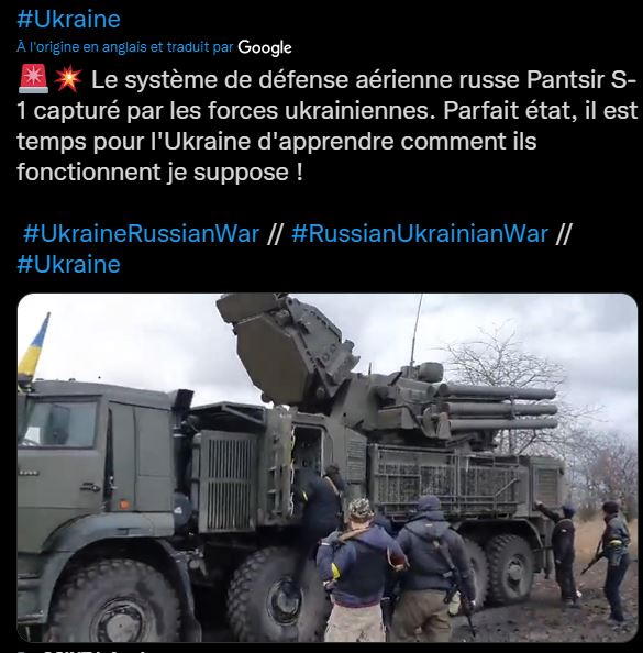 Capture d'un Pantsir S1 russe 