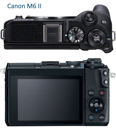 Canon M6 II vu de dessus et arrière