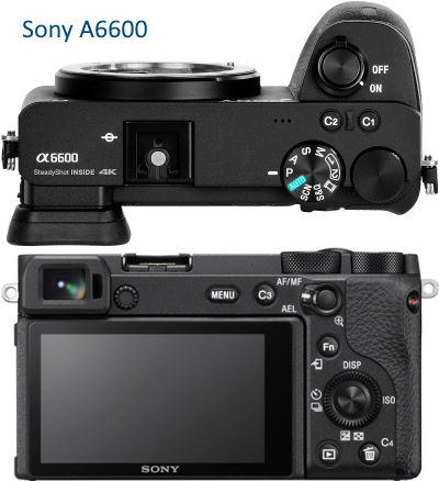 Sony A6600 vu de dessus et arrière